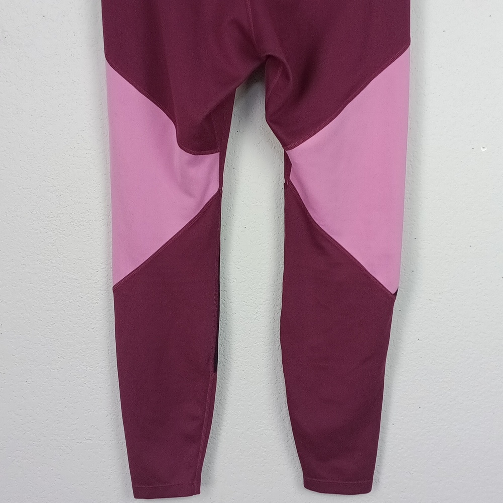 Nike Womens One Dri - Fit Geometric Pink Wine Black Colorblock Leggings sz M - Picture 7 of 11